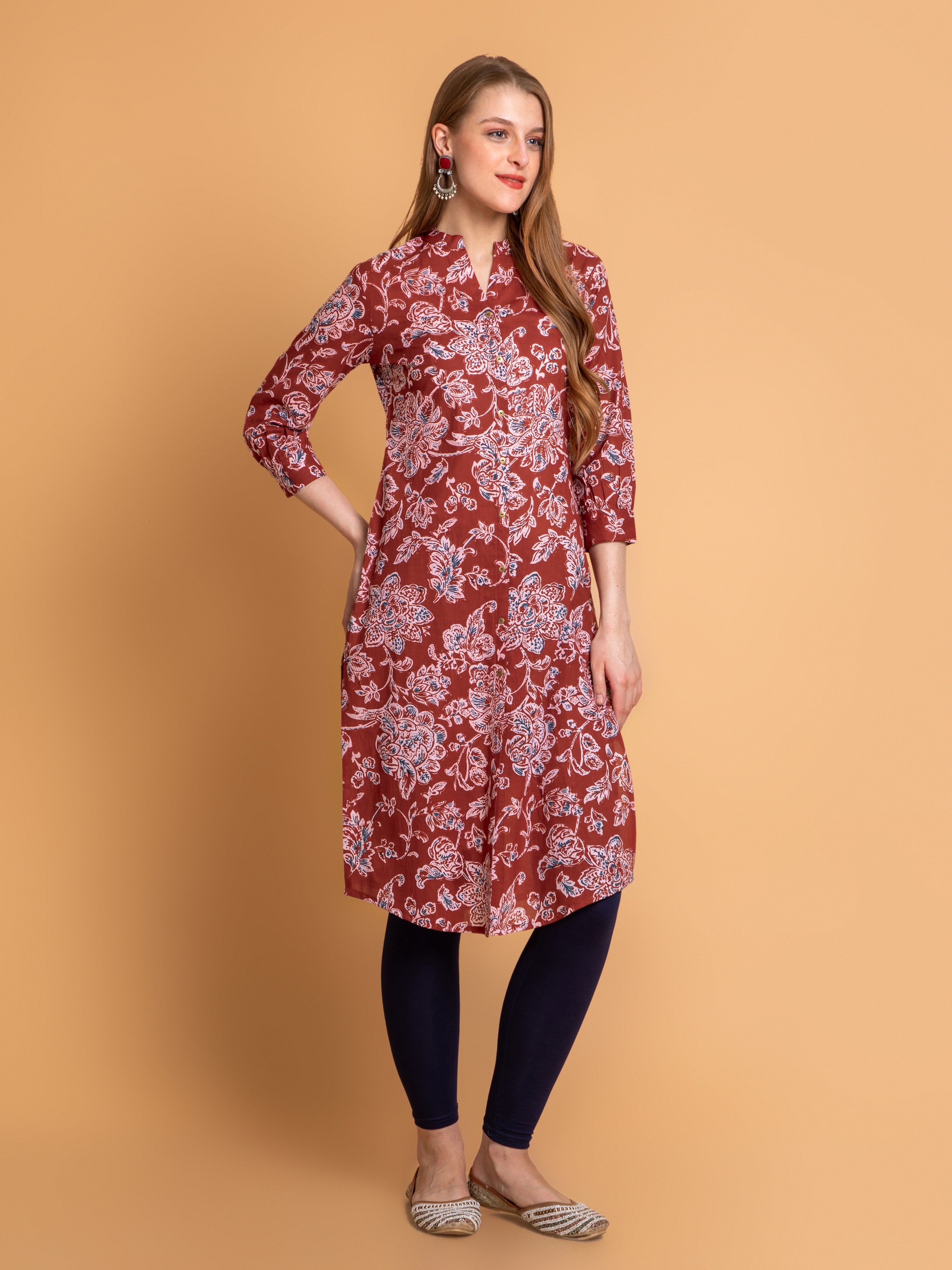 MUL-COTTON INDIGO PRINT KURTA