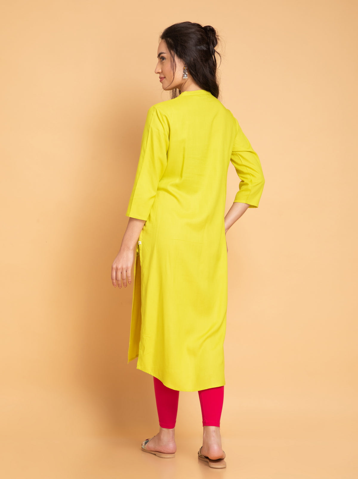 SUTI PINTUCK DETAILED LONG KURTI WITH METAL BUTTONS