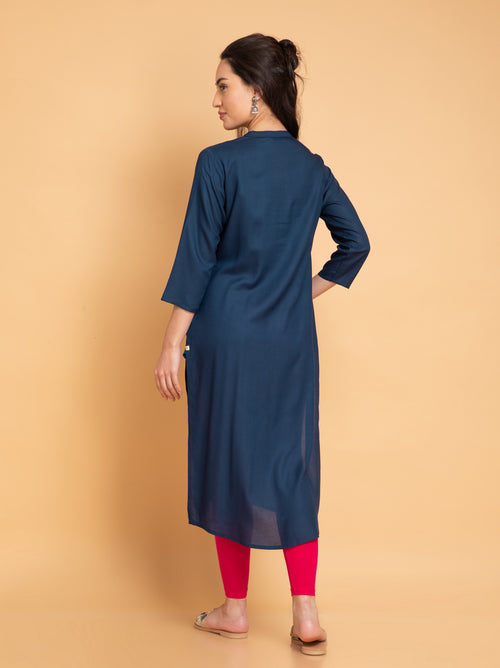 SUTI PINTUCK DETAILED LONG KURTI WITH METAL BUTTONS