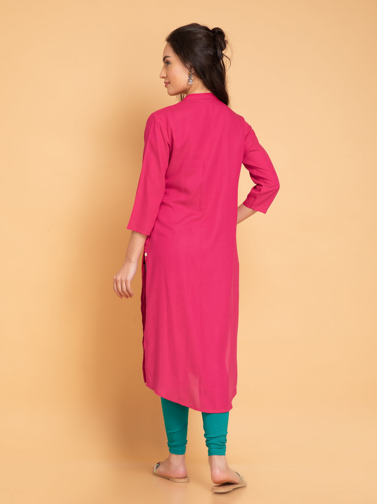 SUTI PINTUCK DETAILED LONG KURTI WITH METAL BUTTONS