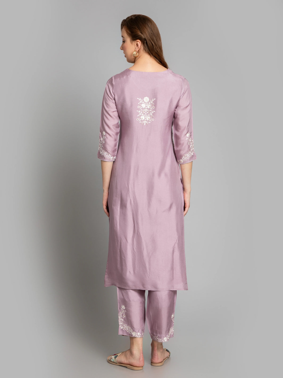 SUTI WOMEN RICH SILK 3PC KURTA PANT SET EMBELLISHED WITH SEQ. EMB. DETAILS