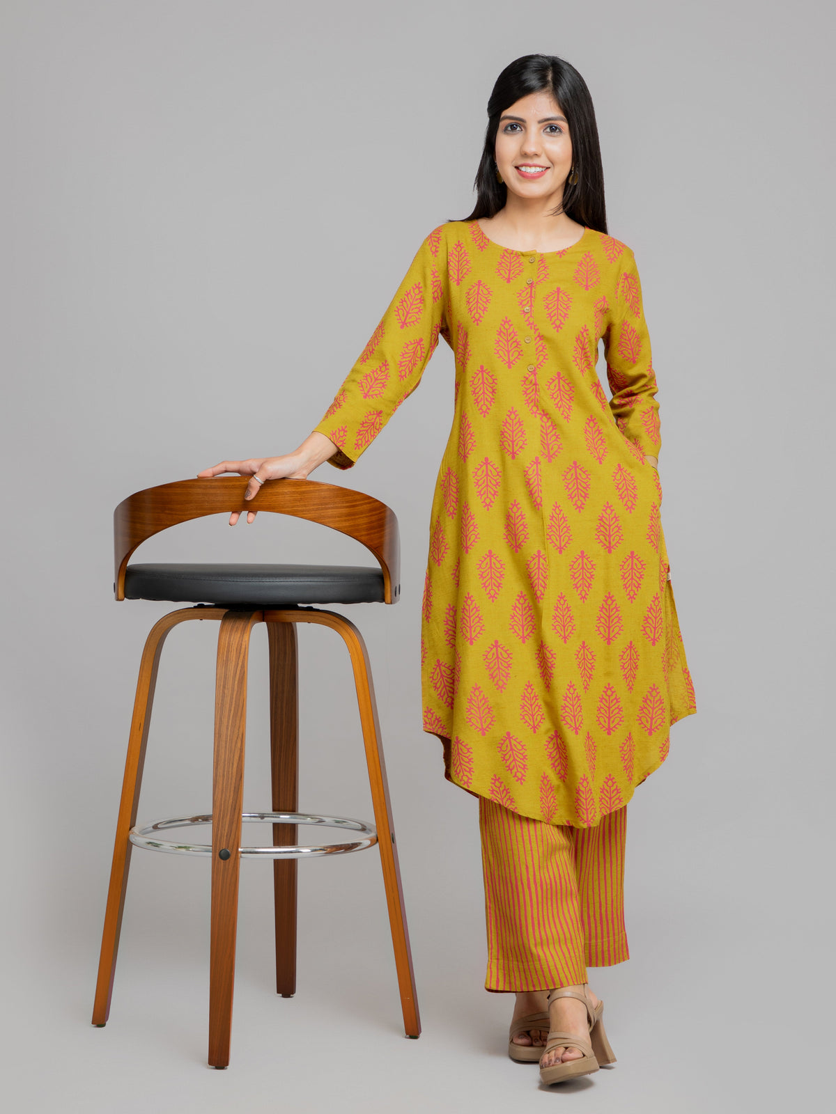 Women Burnished Cotton Slub Printed Co-Ord Set