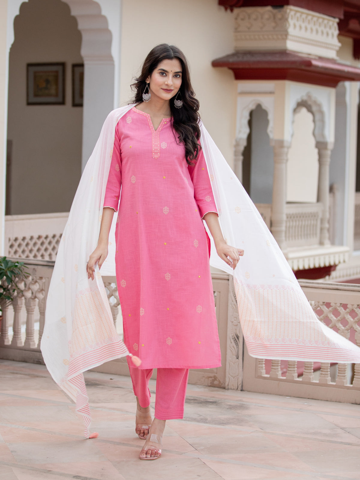 3PC MIRROR WORK EMBROIDERED KURTA PANT SET