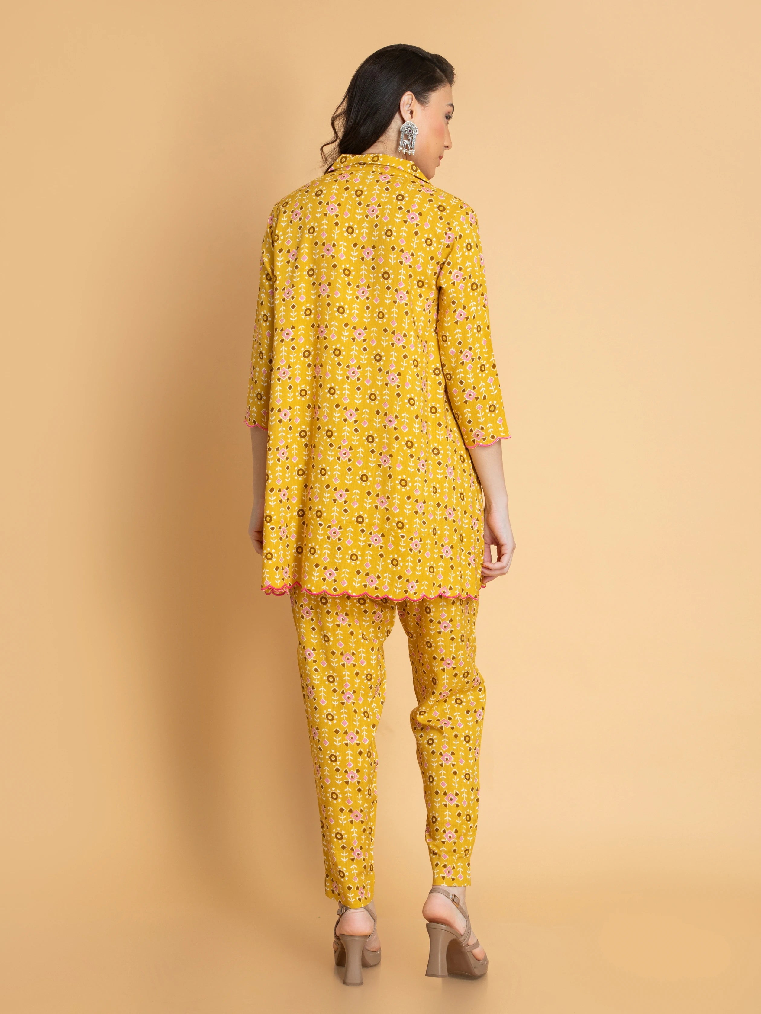 Women Corn Yellow 2 PCS CO-ORD SET WITH TASSEL DETAILS