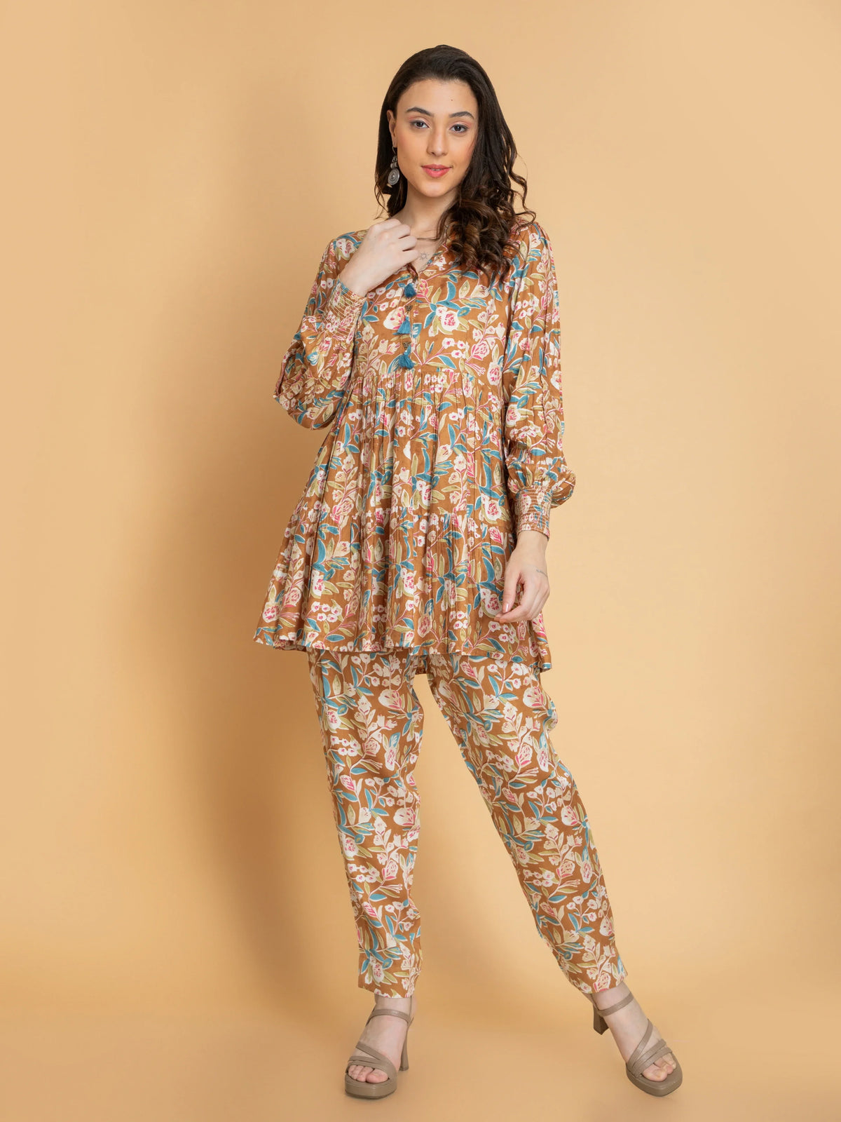 Women Rust FASHION WEAR CO-ORD SET WITH STONE EMBELLISHMENT