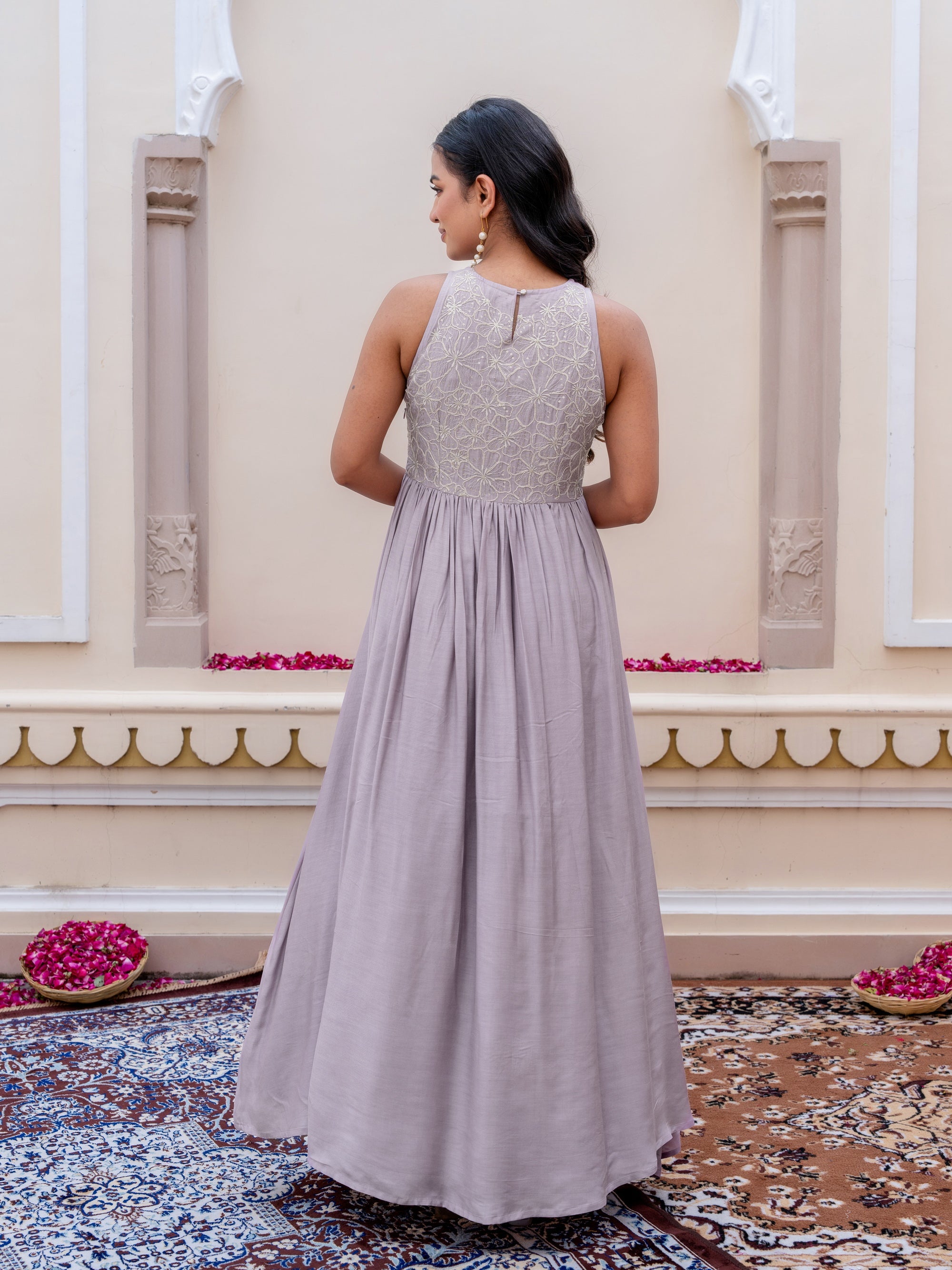Light Purple Floor Length Dress in Muslin