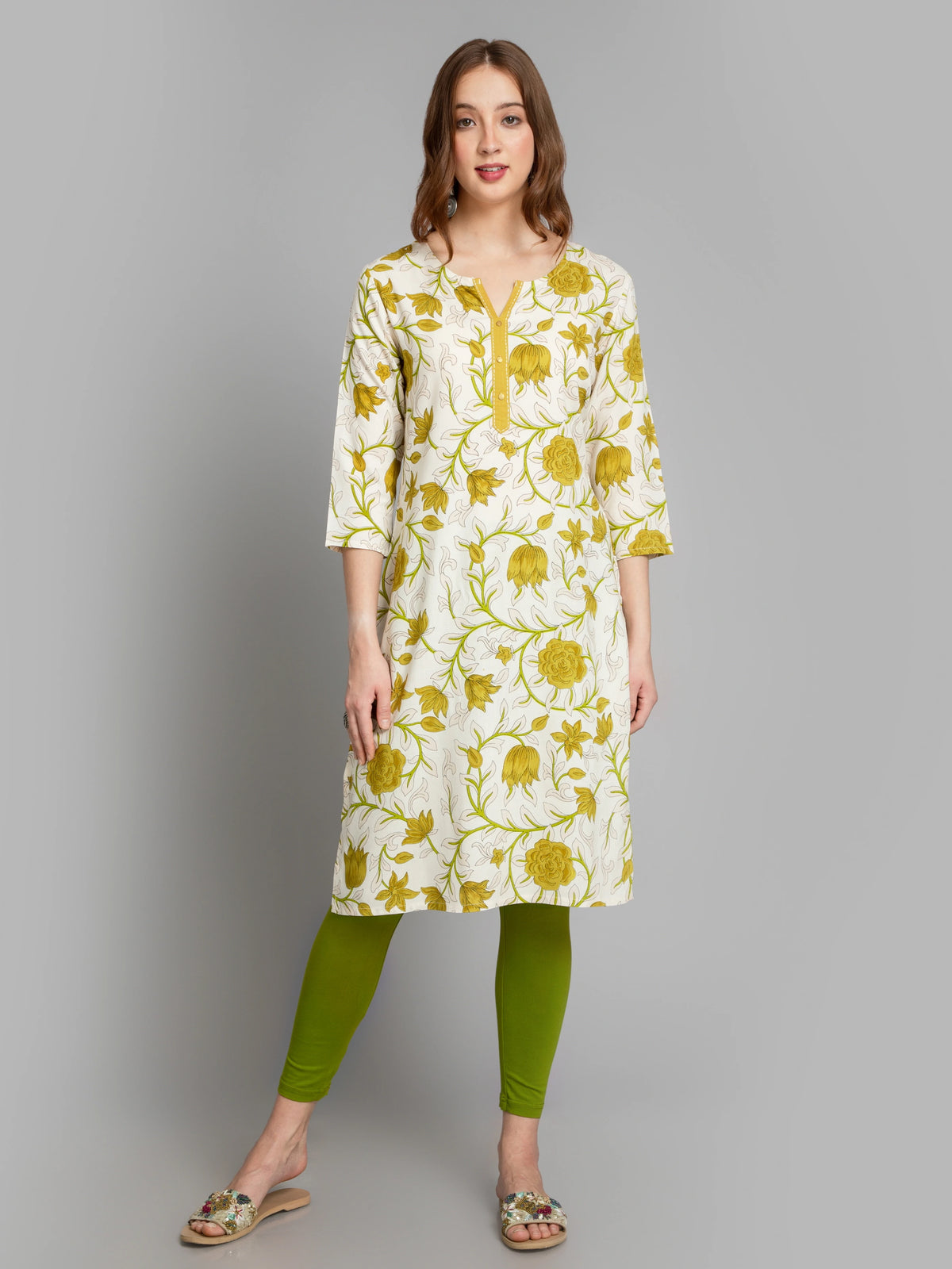 Rayon Floral Printed Long Kurti