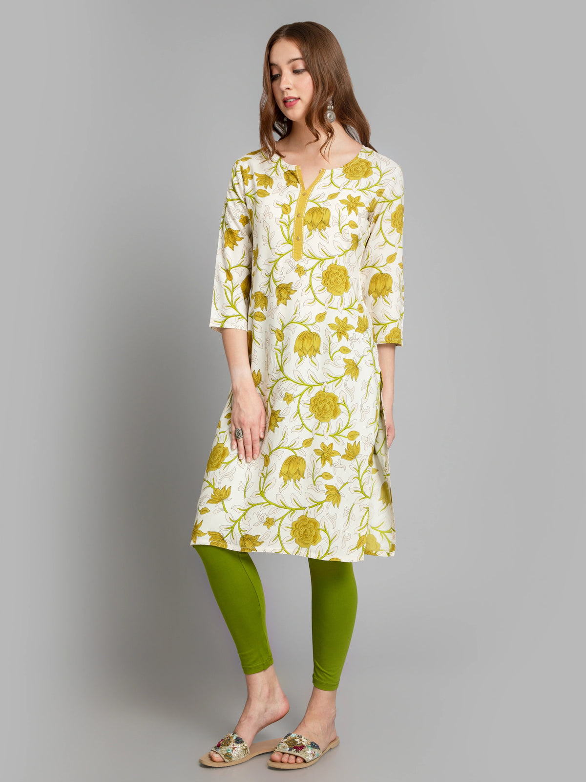 Rayon Floral Printed Long Kurti