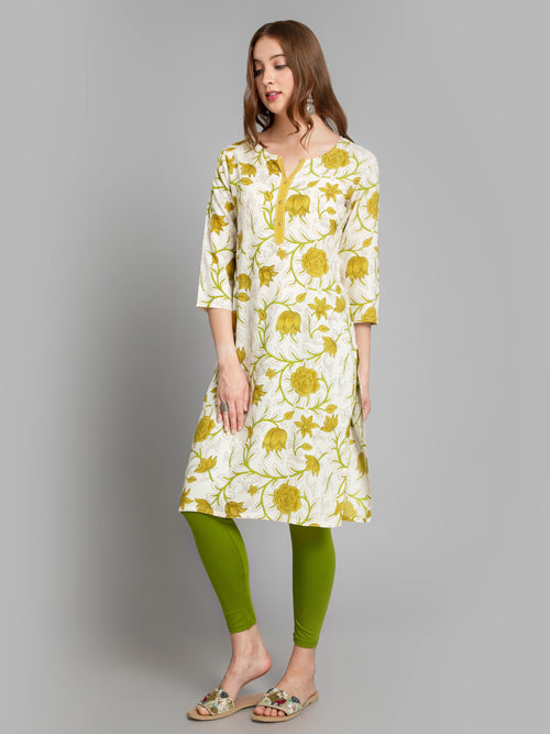 Rayon Floral Printed Long Kurti