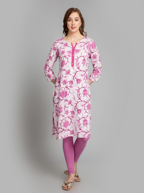 Rayon Floral Printed Long Kurti