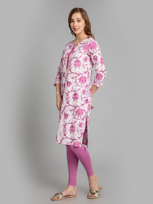 Rayon Floral Printed Long Kurti