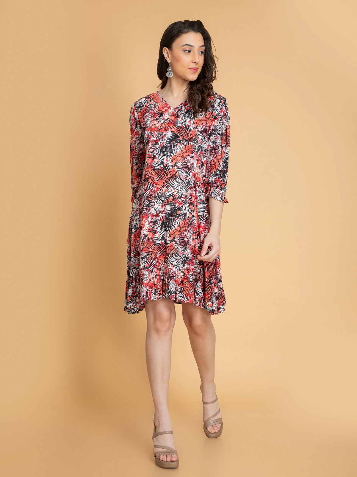 Printed Aliya Cut Flared Short Dress