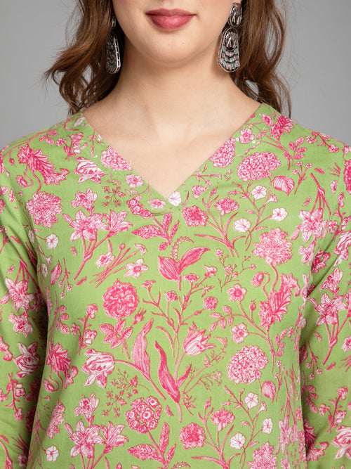 Floral Printed Rayon Long Kurti