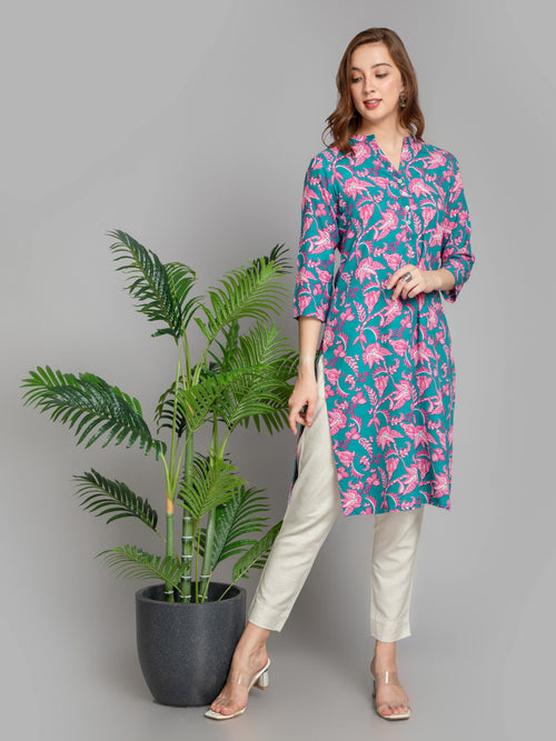 Rayon Contemporary Printed Long Kurti