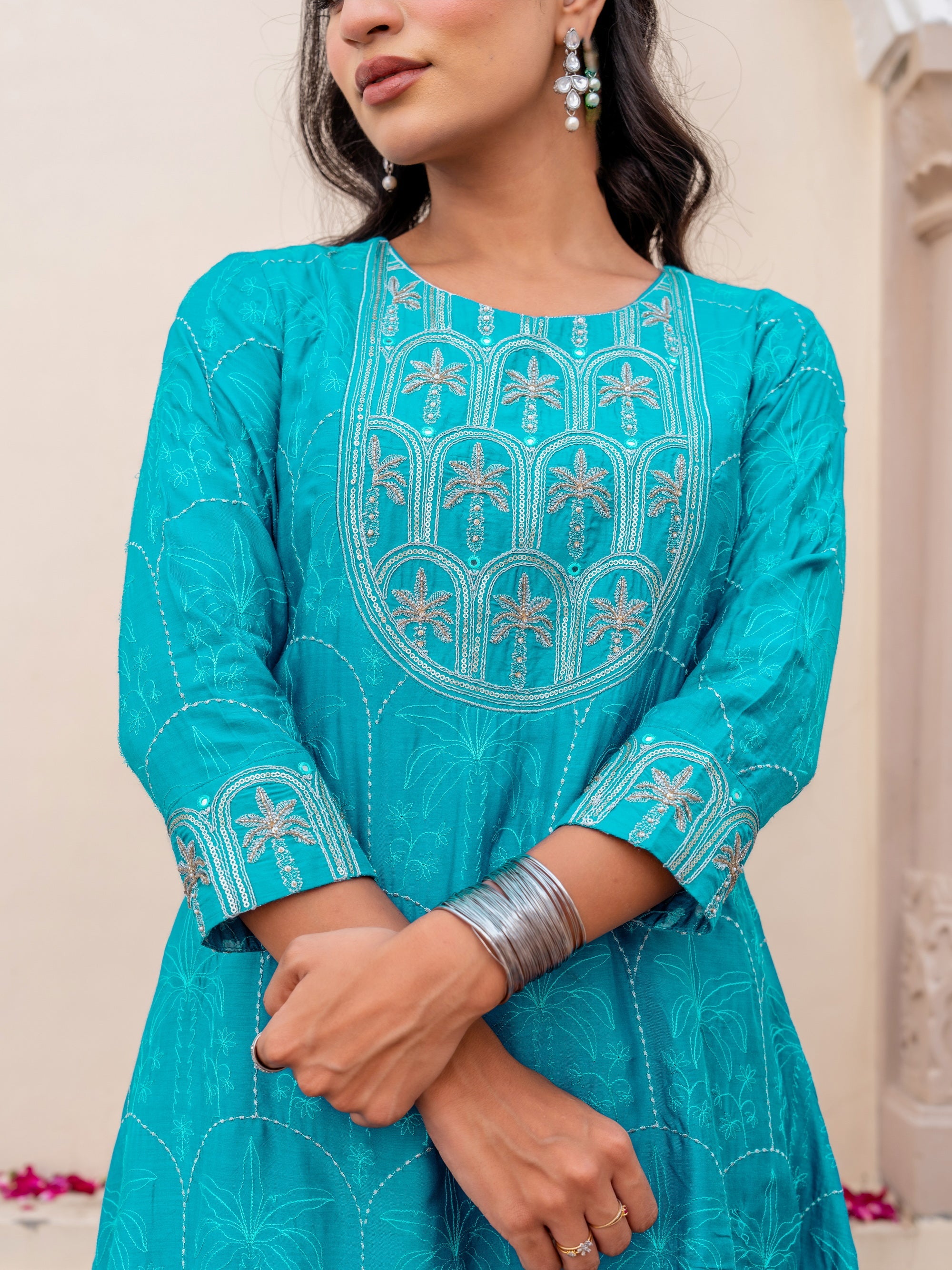 Deep Lake 3 Pcs Kurta Set in Muslin