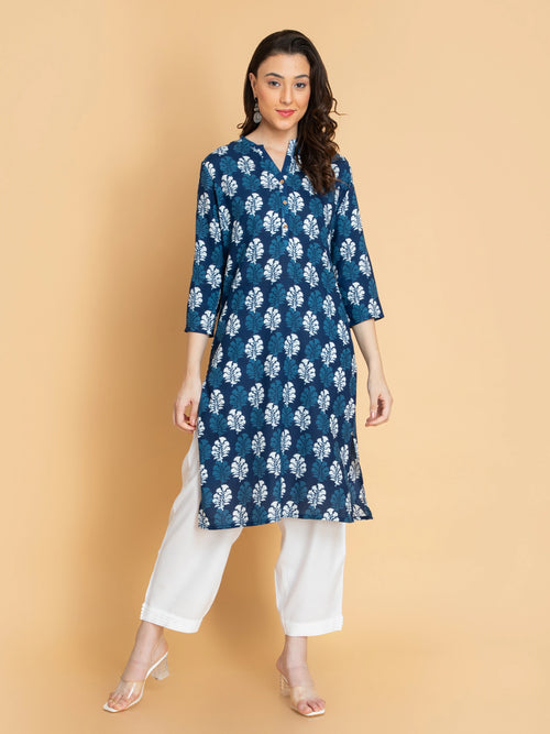 Rayon Contemporary Printed Long Kurti