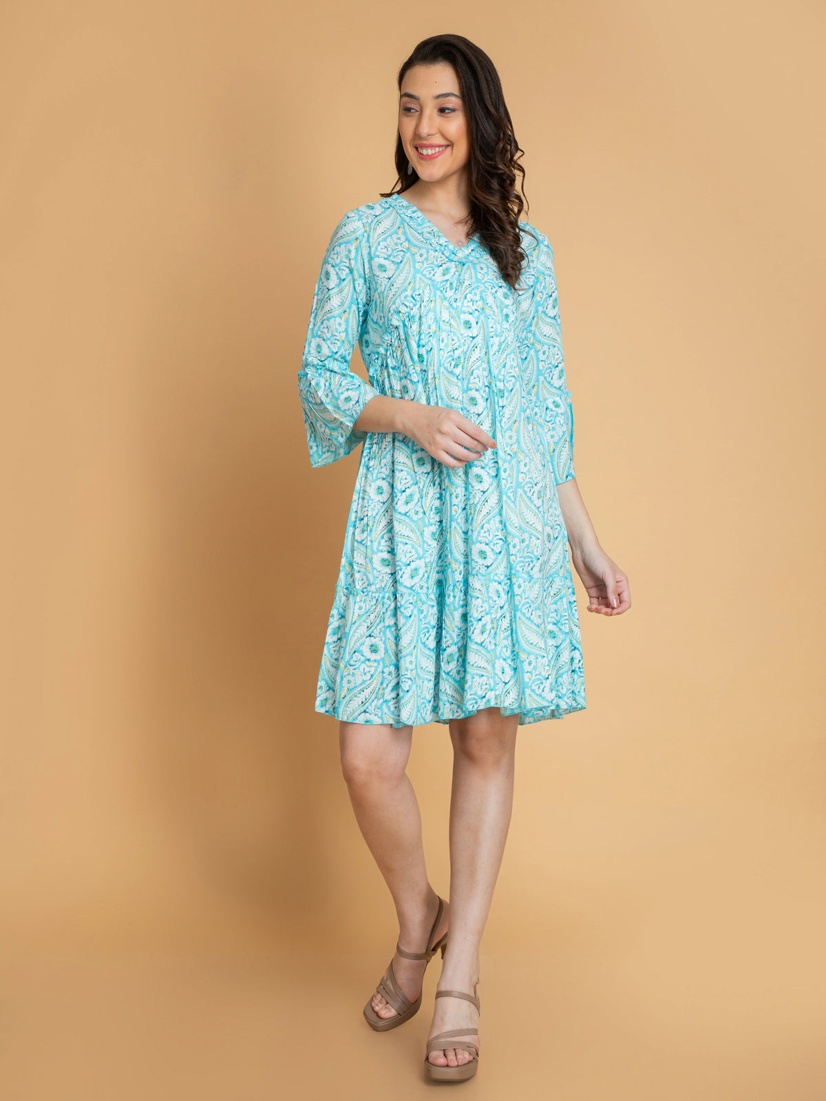 Printed Tiered Alya Cut Dress