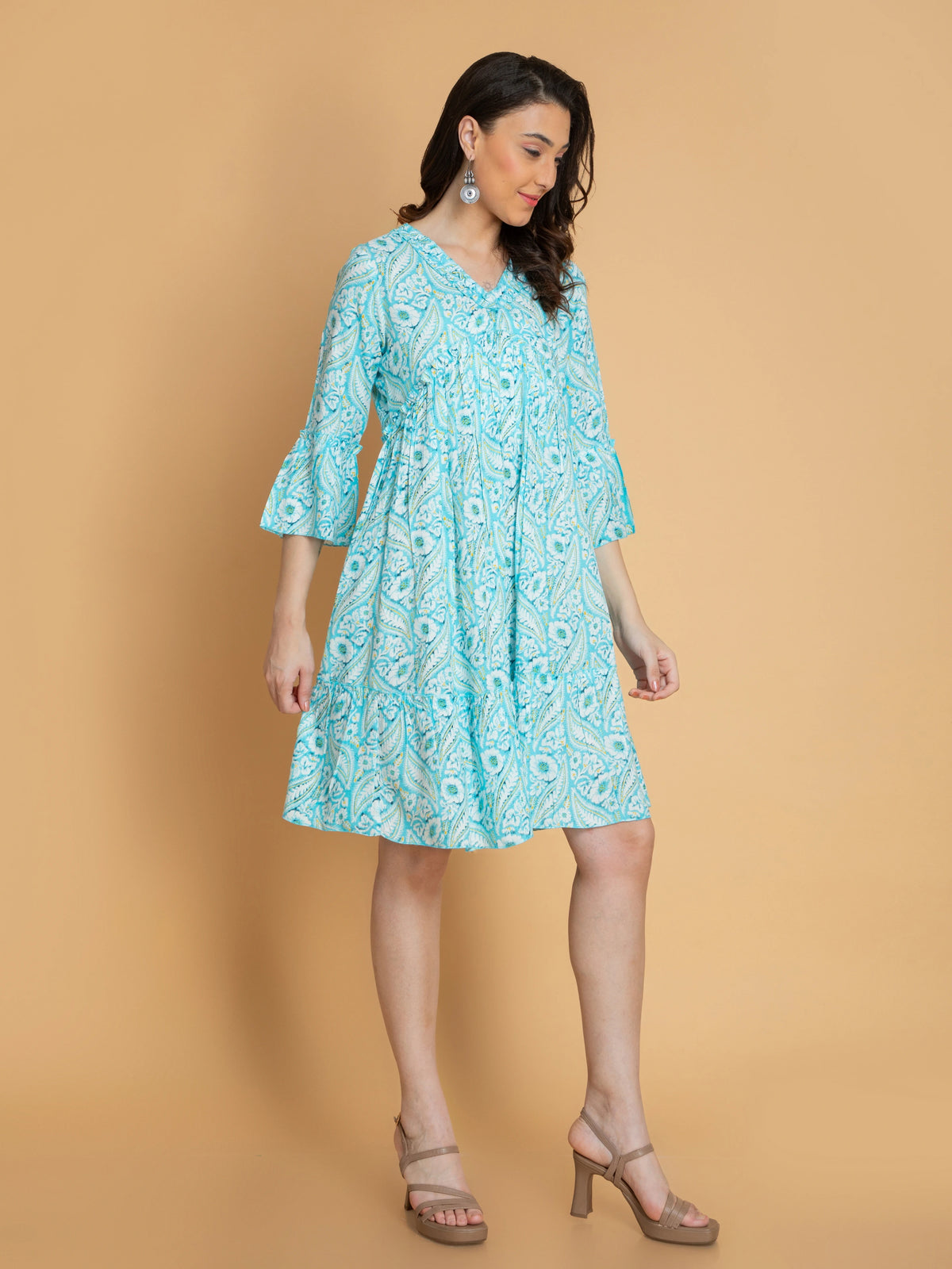 Printed Tiered Alya Cut Dress