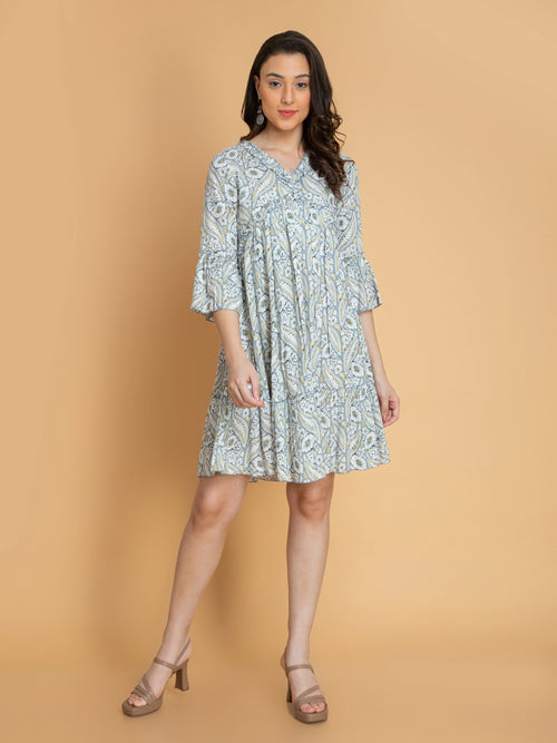 Printed Tiered Alya Cut Dress