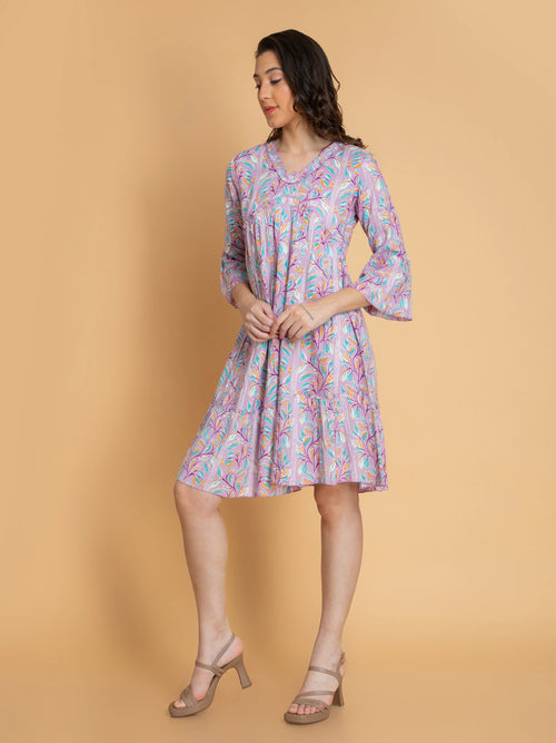 Flowy Rayon Printed Tiered Dress