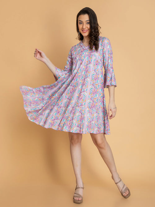 Flowy Rayon Printed Tiered Dress