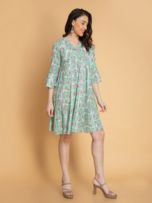 Flowy Rayon Printed Tiered Dress