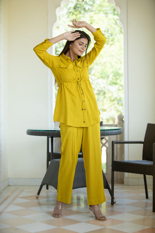 FASHION MEAR 2PC CO-ORD SET DETAILED WITH POCKETS $ DORI STRING