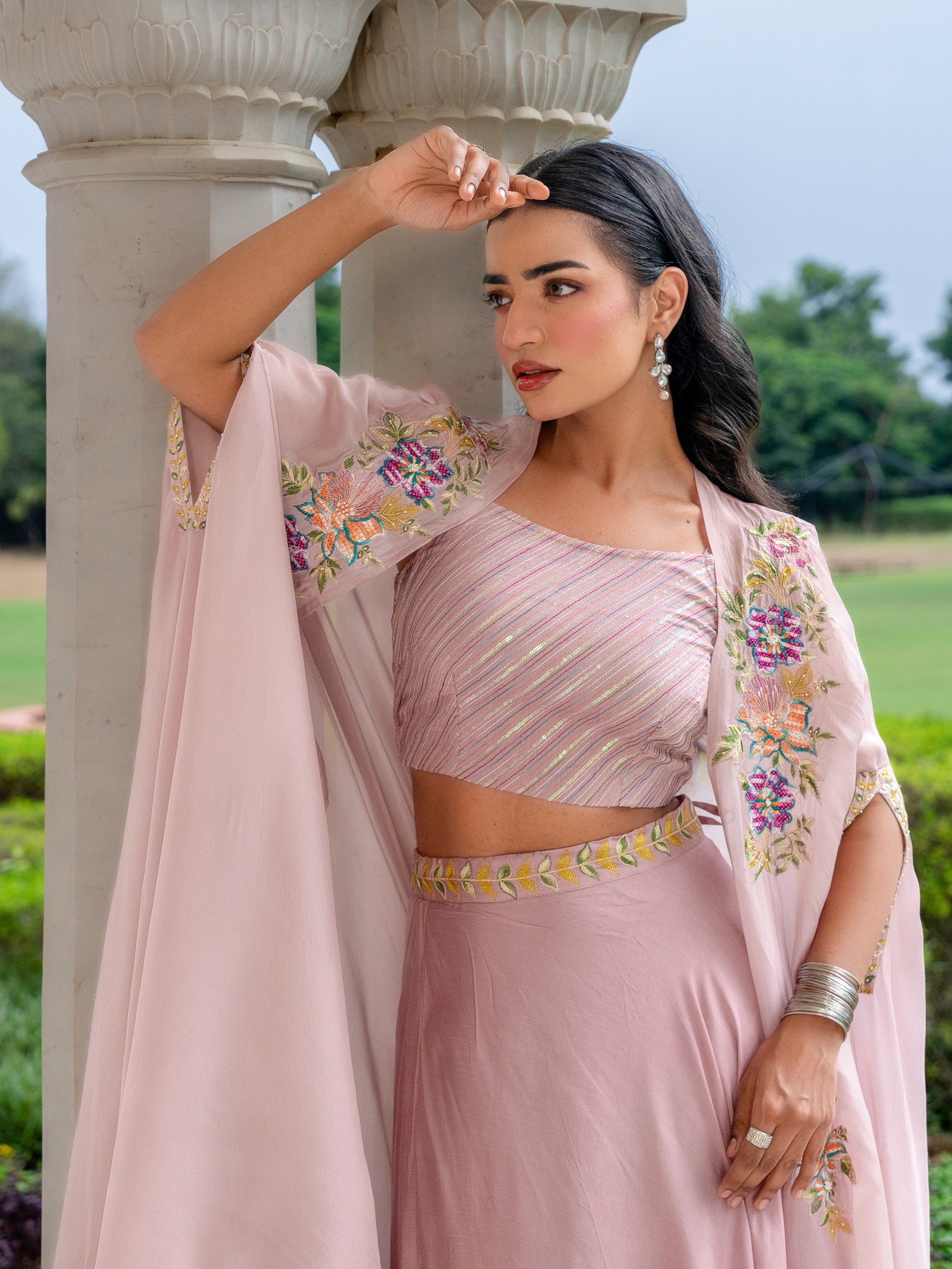 Grey Lilac 3pcs Co-ord Set in Muslin