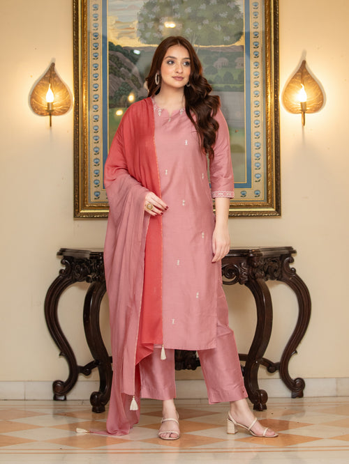 EMBROIDERY EMBELLISHED 3 PCS KURTA SET