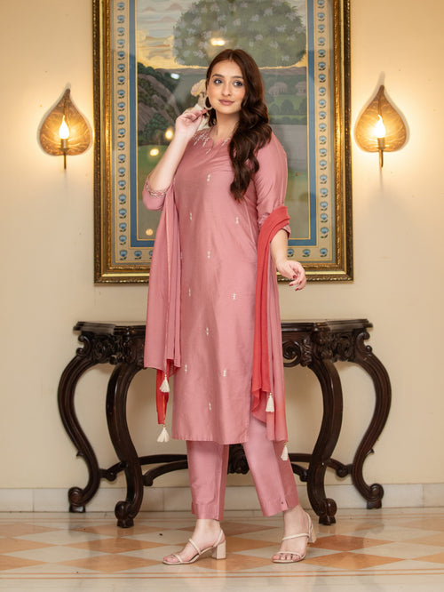 EMBROIDERY EMBELLISHED 3 PCS KURTA SET