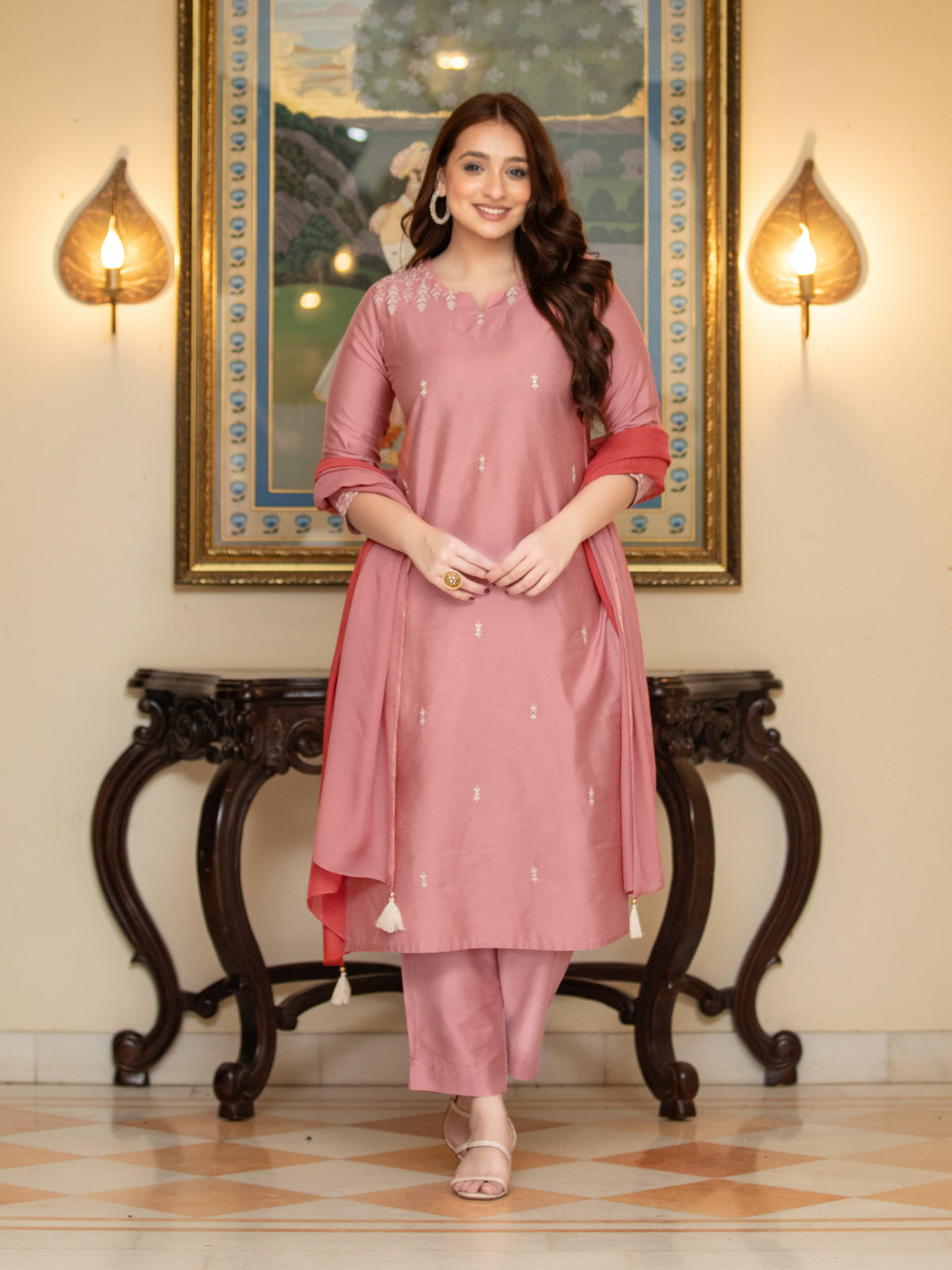 EMBROIDERY EMBELLISHED 3 PCS KURTA SET