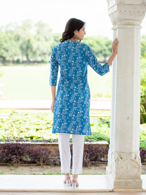 PRINTED CASUAL WEAR STRAIGHT KURTI