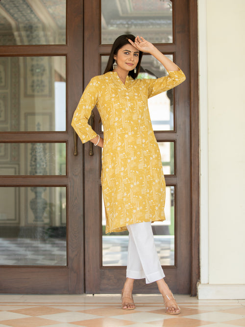 PRINTED CASUAL WEAR STRAIGHT KURTI