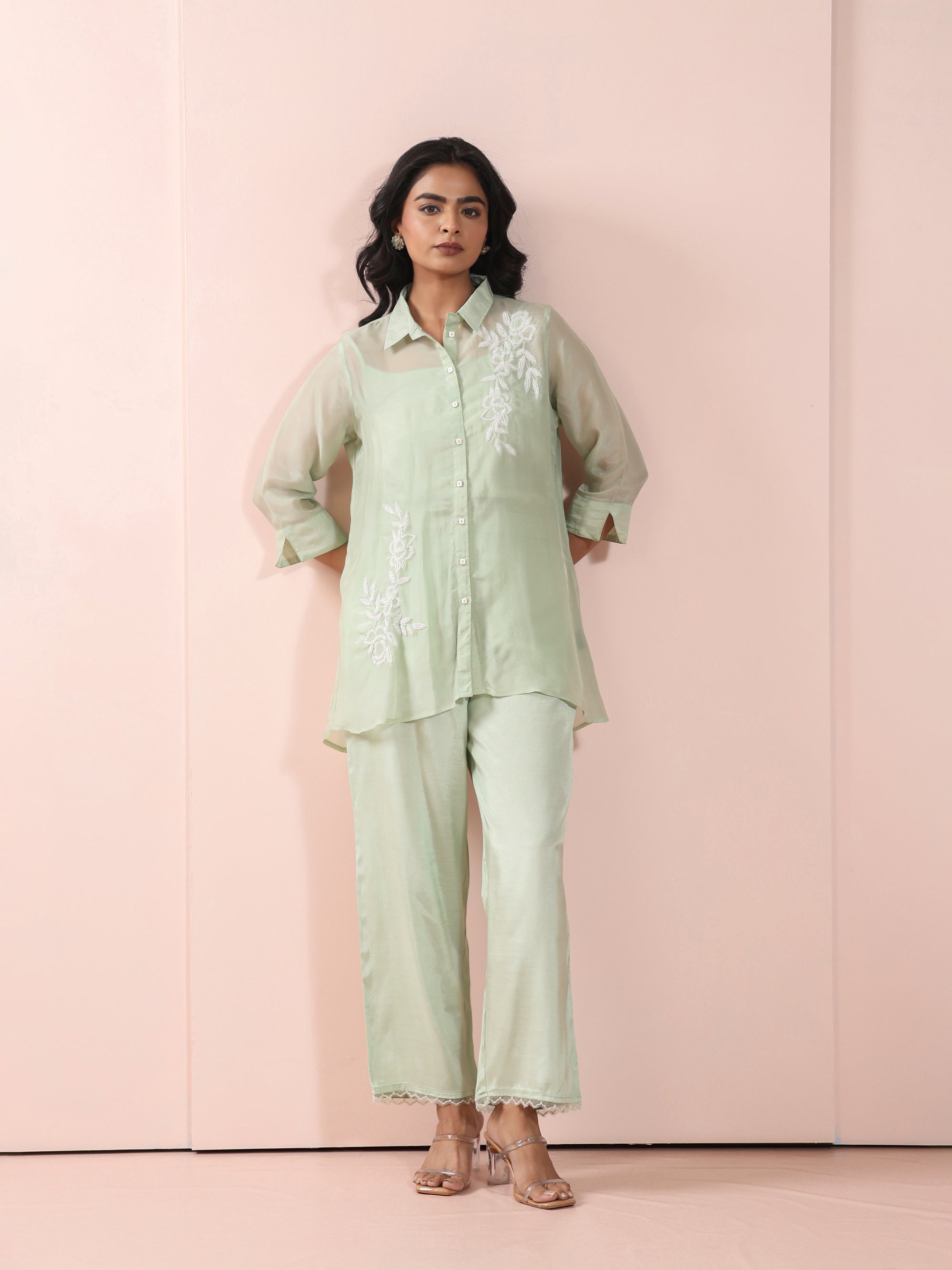 Laurel Green 3pcs Co-ord Set in Glass Organza