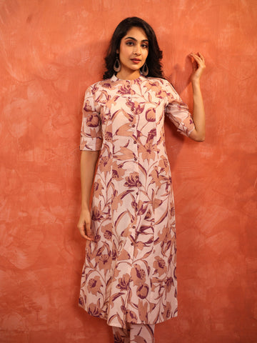 Argyle Purple 2 Pcs Kurta Set in Cotton Slub