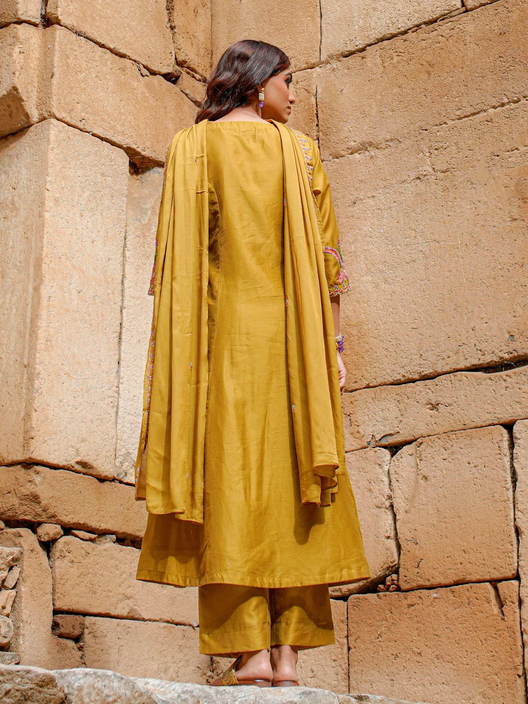 Bronze Mist Embroidered 3 Pc Kurta Set Women Occasion Wear