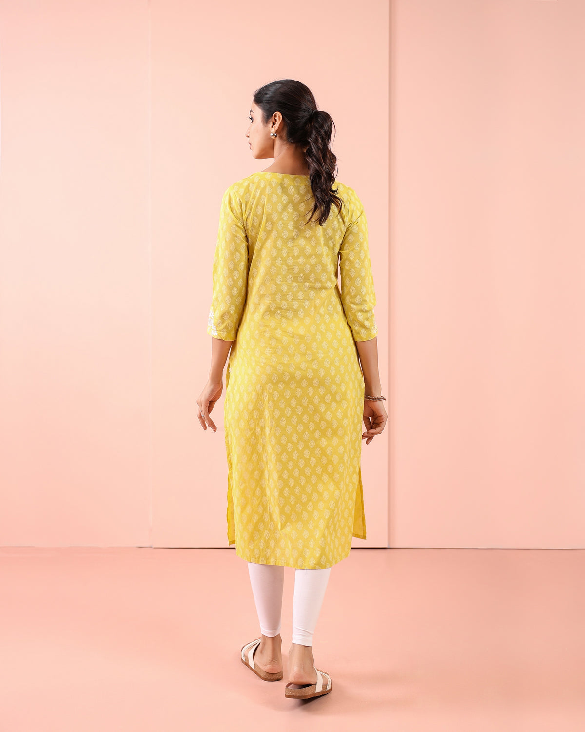 MUL COTTON KHADI PRINTED CHIKANKARI EMBROIDERY KURTI