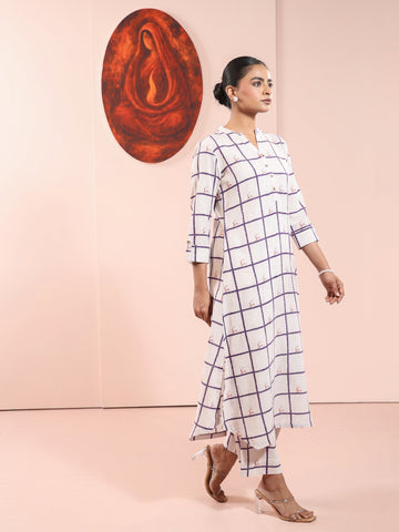 Plum 2 Pcs Kurta Set in Rayon Linen