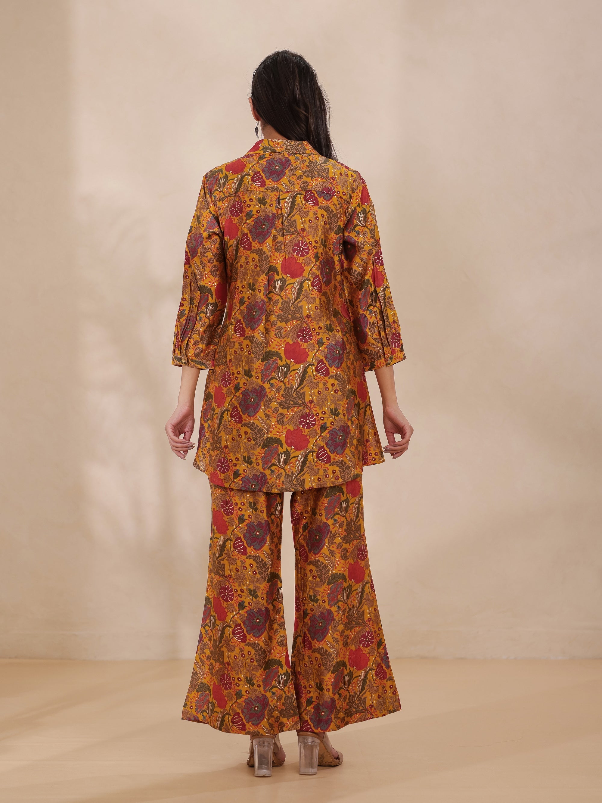 New Mustard 2 Pcs Co-ord Set in Viscose Silk