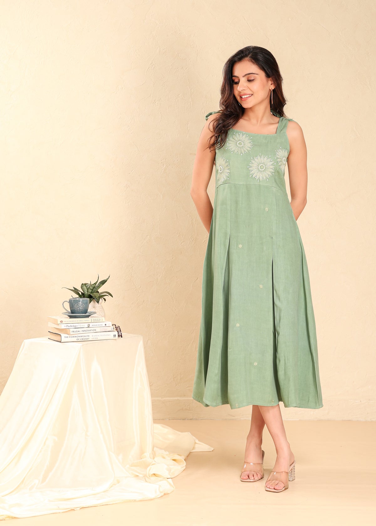 Floral Dori Embroidered Flared Dress