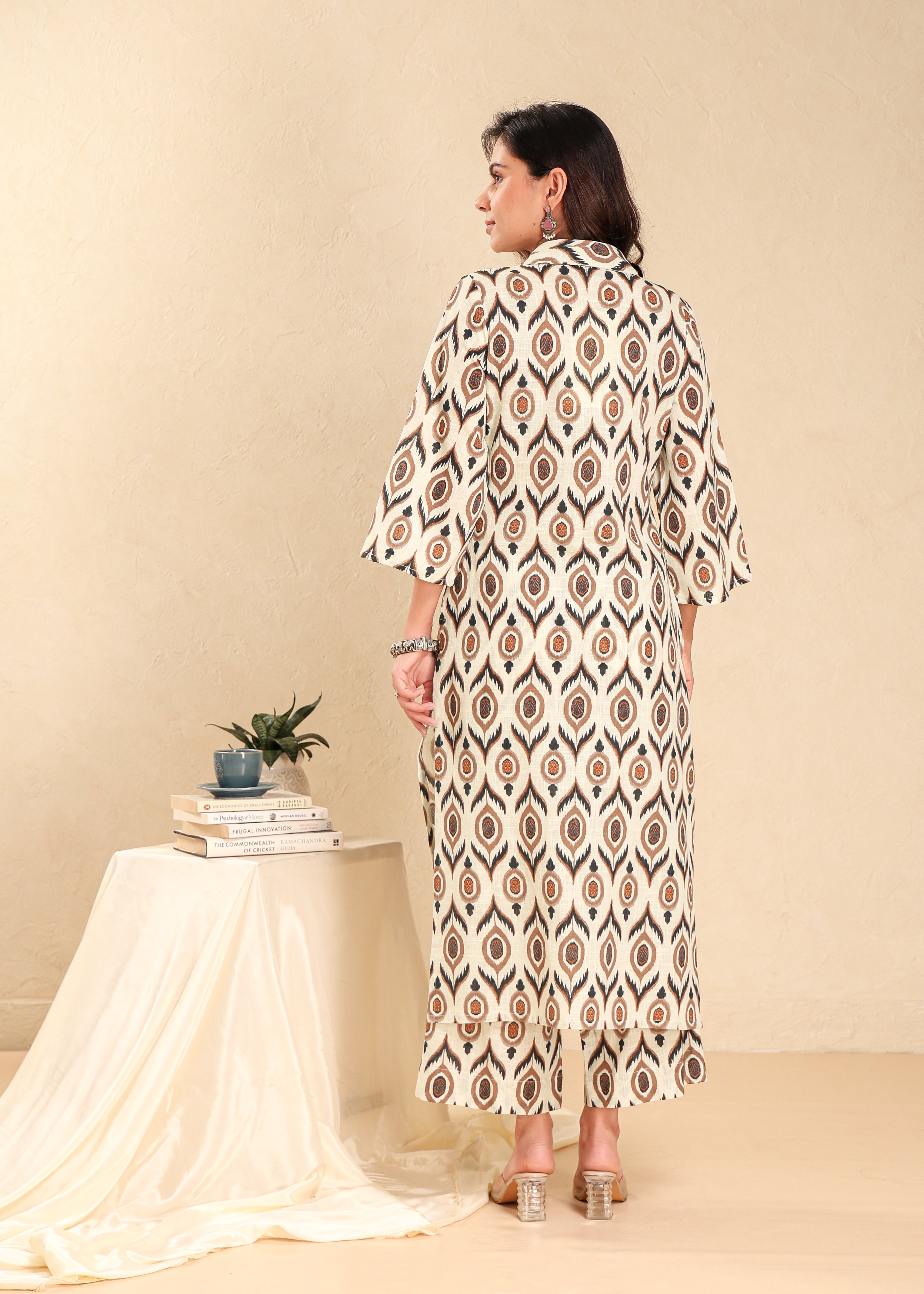 Cotton Slub Ikkat Print Kurta