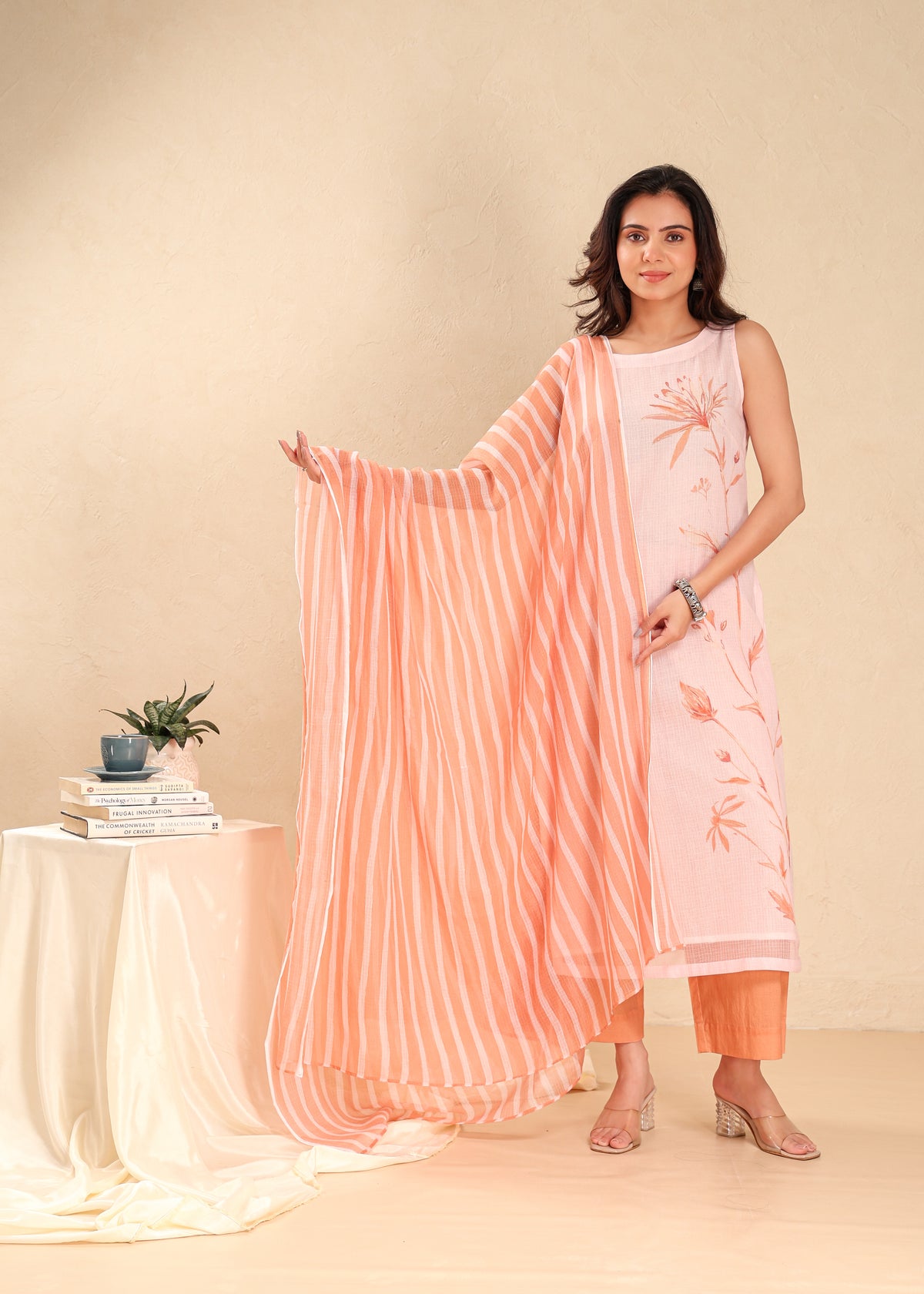 Kota Doria Printed Kurta Set
