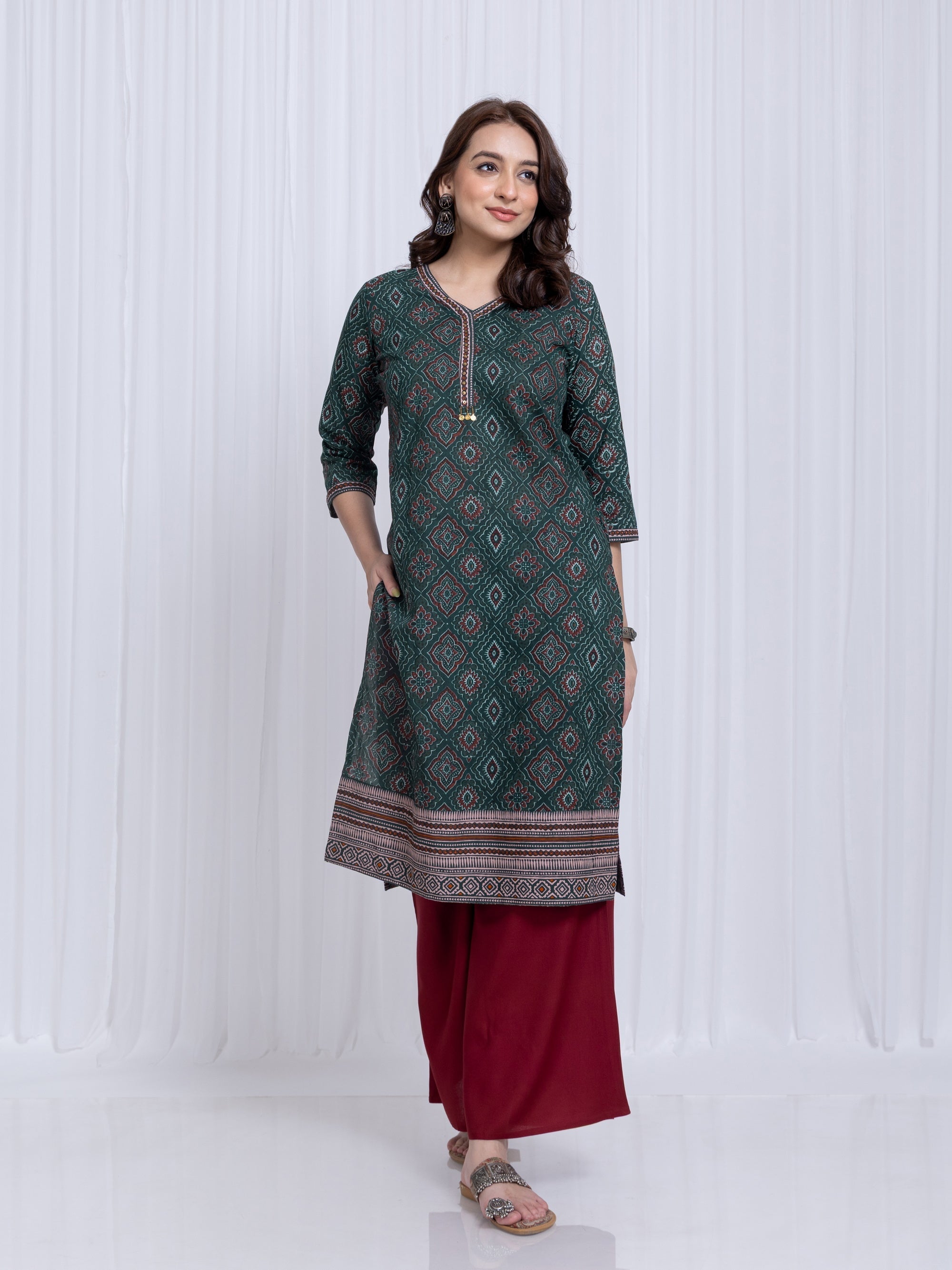 Duck Green Kurti in Mul Cotton