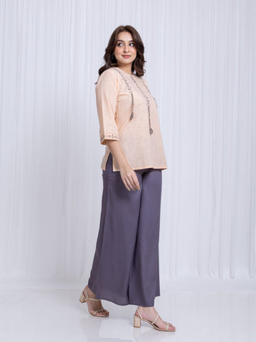 Impatiens Pink Short Kurti in Cotton Slub