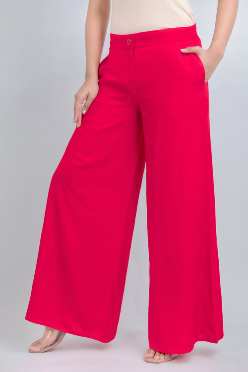 Solid Rayon Palazzo Pants