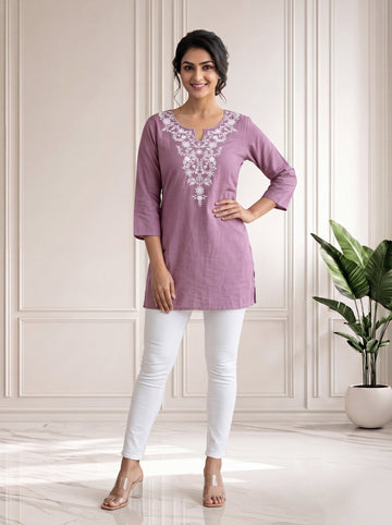 Lavender Top in Rayon Ethnic Wear