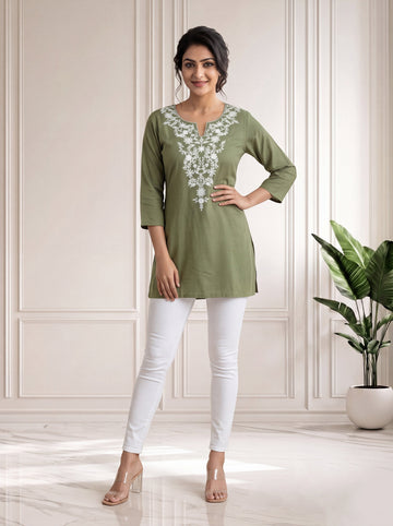 Olive Top in Rayon