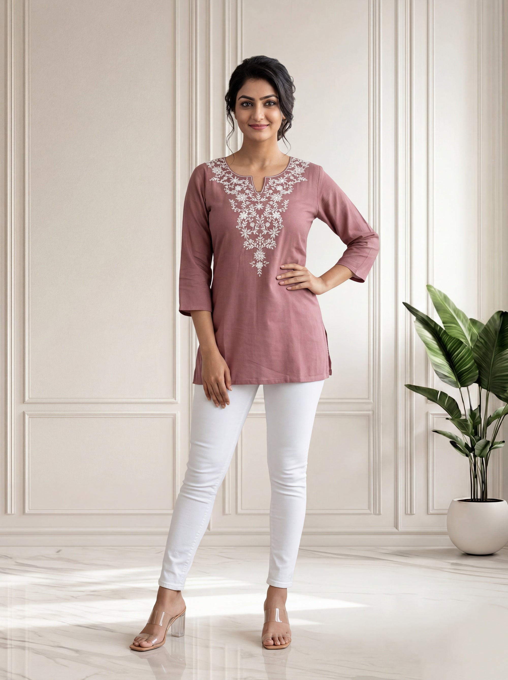 Rose Brown Top in Rayon