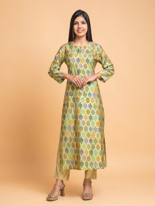 GOLD PRINTED A LINE LONG KURTI