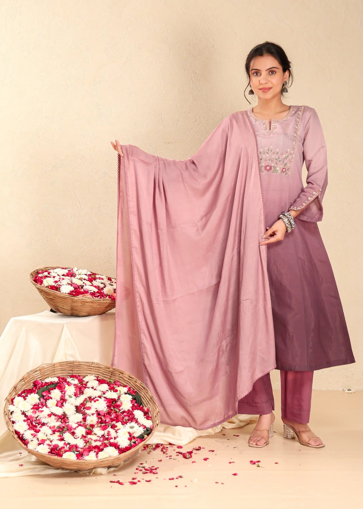 3 PCS KURTA SET WITH EMBROIDERY & ADDA WORK